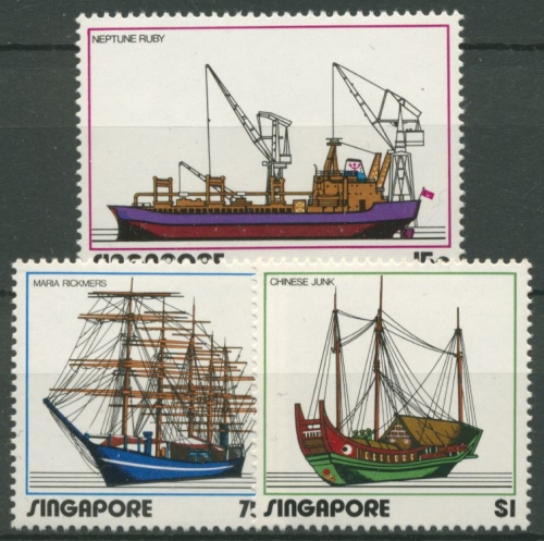 Singapur 1972 Schiffe Segelschiffe Frachter 167/69 postfrisch