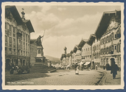 Bad Tölz Marktstraße Sparkasse Bierhalle, gelaufen 1939 (AK2194)