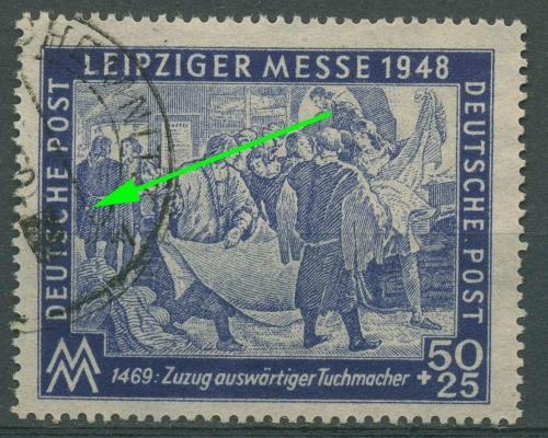 SBZ Allgemeine Ausgabe 1948 Leipziger Messe m. Plattenfehler 199 a IV gestempelt
