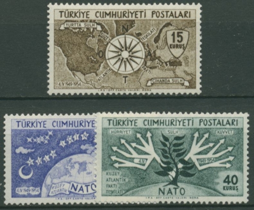Türkei 1954 5 Jahre Nationalpakt (NATO) 1388/90 postfrisch