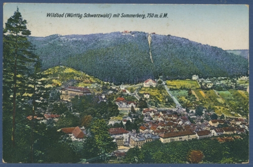 Bad Wilbad Gesamtansicht mit Sommerberg, gelaufen 1927 (AK2313)