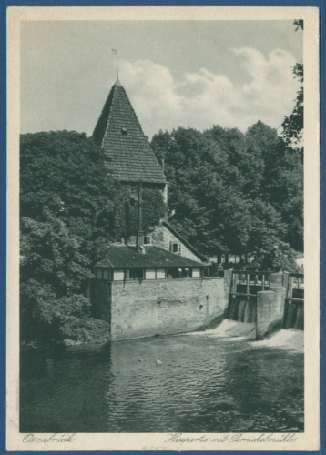 Osnabrück Hasepartie mit Pernickelmühle, gelaufen 1929 (AK2280)