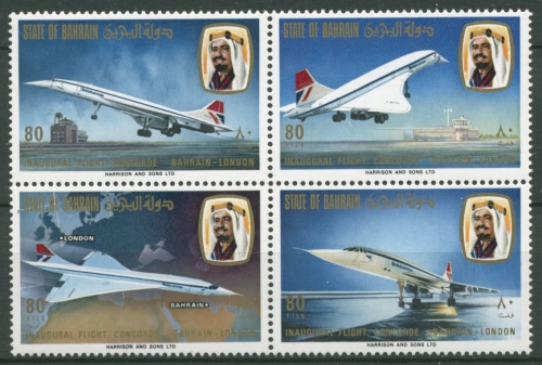 Bahrain 1976 Linienflug einer Concord Bahrain-London 248/51 A ZD postfrisch