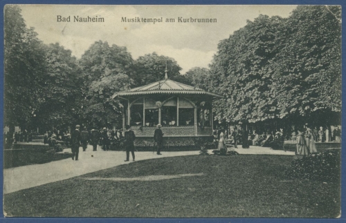 Bad Nauheim Musiktempel am Kurbrunnen, gelaufen Marke fehlt (AK2403)