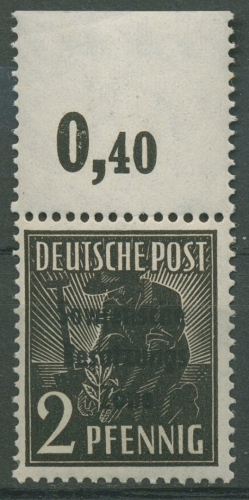 SBZ Allg. Ausgabe 1948 Freim. Oberrand durchgezähnt 182 a P OR dgz. postfrisch