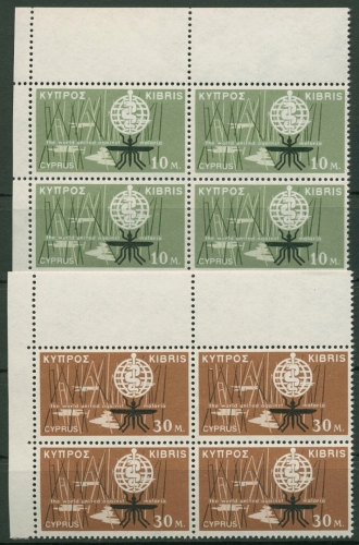 Zypern 1962 Kampf gegen Malaria 200/01 4er-Block Ecke oben links postfrisch
