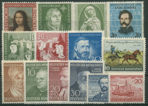 Bund 1952 Jahrgang komplett (148/61) mit Falz