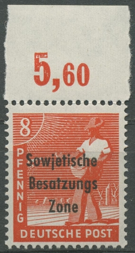 SBZ Allg. Ausgabe 1948 Freim. Oberrand 184 a P OR ndgz. postfr. Rand vorgefaltet