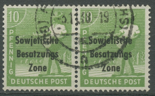 SBZ Allg. Ausgabe 1948 Freimarke waagerechtes Paar 185 a gestempelt