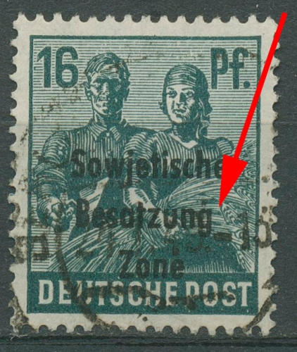 SBZ Allg. Ausgabe 1948 Freimarke mit Aufdruckfehler 188 a IV gestempelt