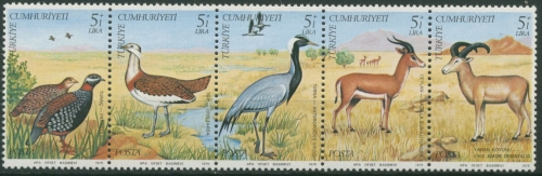 Türkei 1979 Europ. Naturschutzjahr: Gazelle Vögel 2501/05 ZD postfrisch (C31000)