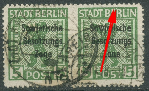 SBZ Allgemeine Ausgabe 1948 Freim. m. Plattenfehler 200 B vx XX gestempelt, Paar