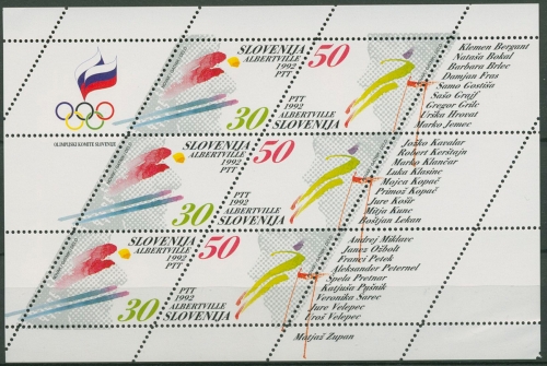 Slowenien 1992 Olympia Albertville Kleinbogen 6/7 K postfrisch (C90292)