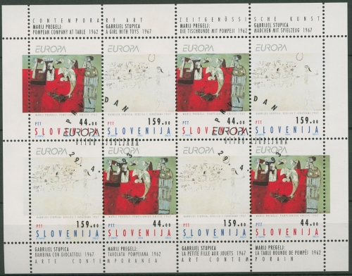 Slowenien 1993 Europa CEPT Zeitgen. Kunst Kleinbogen 48/49 K gestempelt (C90297)
