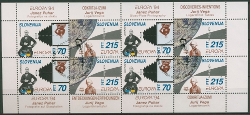 Slowenien 1994 Europa CEPT Erfindungen Kleinbogen 80/81 K gestempelt (C90298)
