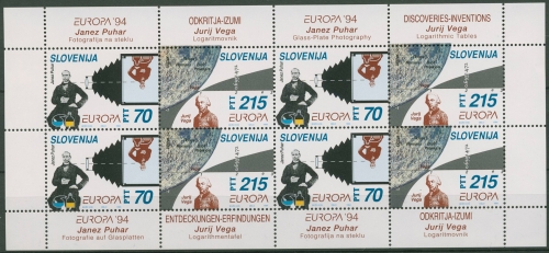 Slowenien 1994 Europa CEPT Erfindungen Kleinbogen 80/81 K postfrisch (C90299)