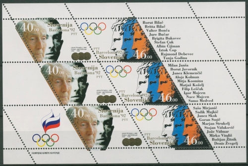 Slowenien 1992 Olympia Barcelona Kleinbogen 27/28 K postfrisch (C90300)