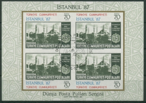 Türkei 1985 INSTANBUL '87: Marke auf Marke Block 24 gestempelt (C31009)