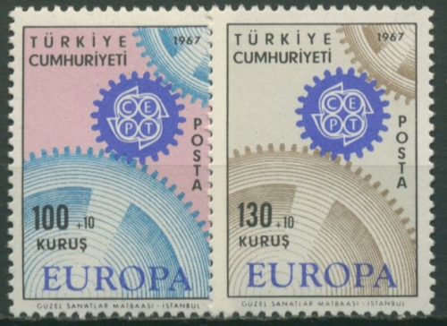 Türkei 1967 Europa CEPT: Zahnräder 2044/45 postfrisch