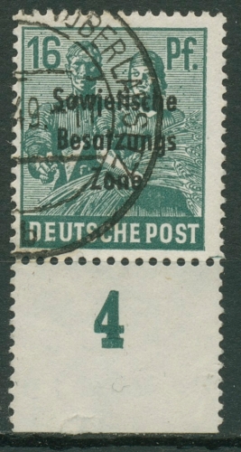 SBZ Allg. Ausgabe 1948 Freimarke mit Unterrand Platte 188 a P UR gestempelt