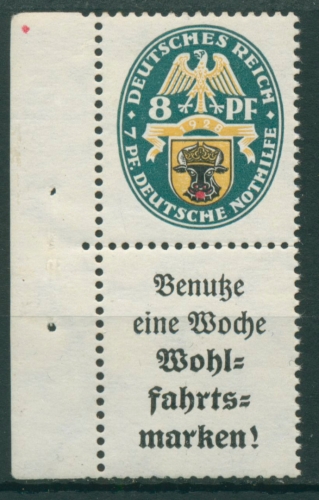 Deutsches Reich Zusammendrucke 1928 Dt. Nothilfe Wappen S 62 Rand postfrisch