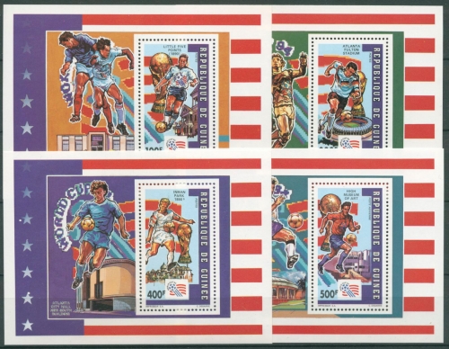 Guinea 1992 Fußball-WM `98 in den USA Spieler Block 411/14 A postfrisch (C28240)