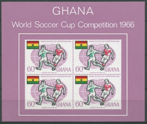 Ghana 1966 Fußball-WM in England Block 22 postfrisch (C28273)