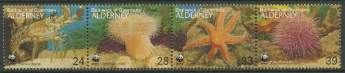 Alderney 1993 WWF Meeresfauna Zusammendruck 61/64 ZD postfrisch (C90380)