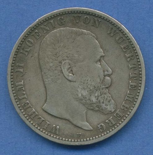 Württemberg 5 Mark 1898 F König Wilhelm II., J 176 ss (m2140)
