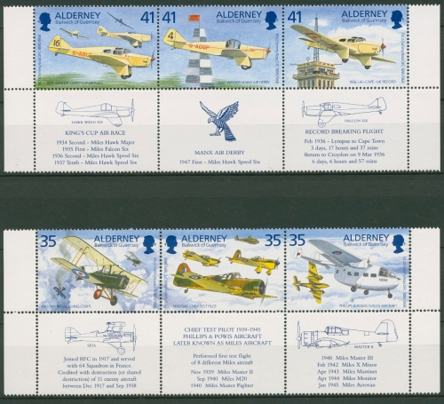 Alderney 1995 T.Rose Flugzeuge Zusammendruck 83/88 ZD postfrisch (C90384)