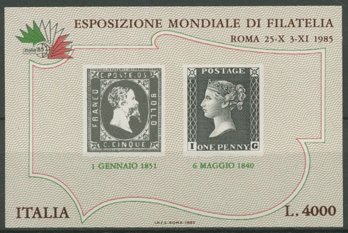 Italien 1985 Int. Briefmarkenausstellung ITALIA´85 Block 1 postfrisch (C90392)