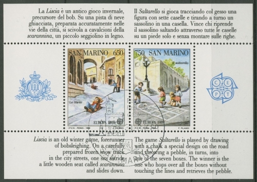 San Marino 1989 Europa CEPT Kinderspiele Block 12 gestempelt (C90437)