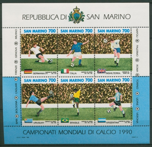 San Marino 1990 Fußball-WM Block 13 postfrisch (C90438)