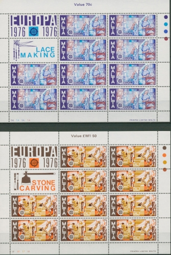 Malta 1976 Europa CEPT Kunsthandwerk Kleinbogen 532/33 K postfrisch (C90497)