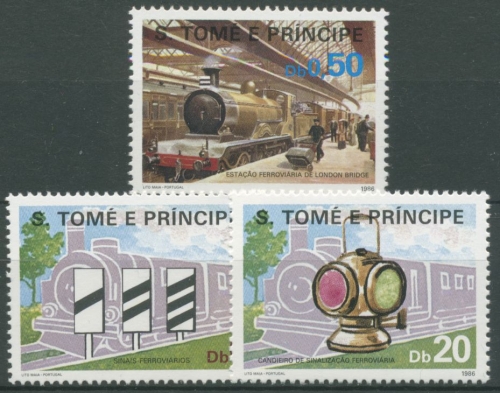 Sao Tomé und Príncipe 1986 Eisernbahn Signal Dampflokomotiven 971/73 postfrisch