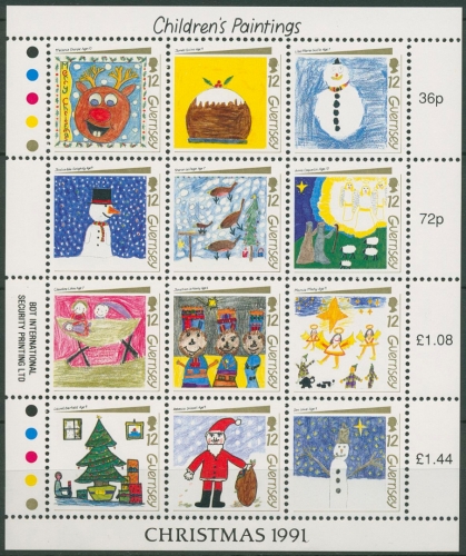Guernsey 1991 Weihnachten ZD-Bogen 537/48 ZD-Bogen postfrisch (C90730)