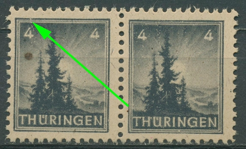 SBZ Thüringen 1945 Freimarke mit Plattenfehler 93 AY z1 VII postfrisch