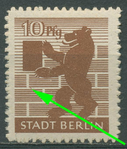 SBZ Berlin & Brandenburg 1945 Freim. durchstochen Plattenfehler 4 B f 84 postfr.