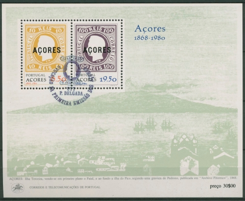 Portugal - Azoren 1980 Jahrestag azor. Markenausgabe Block 1 gestempelt (C90927)