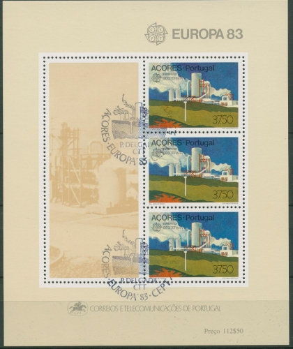 Portugal - Azoren 1983 Europa CEPT Große Werke Block 4 gestempelt (C90932)
