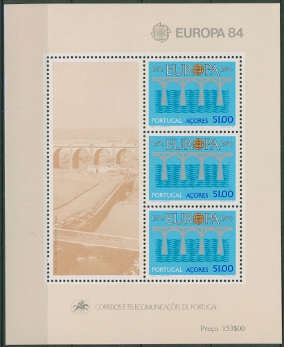 Portugal - Azoren 1984 Europa CEPT Post Fernmeldew. Block 5 postfrisch (C90934)