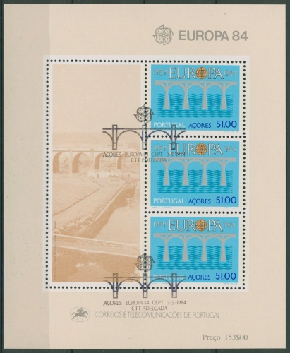 Portugal - Azoren 1984 Europa CEPT Post Fernmeldew. Block 5 gestempelt (C90935)