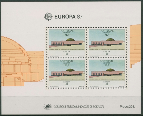 Portugal - Azoren 1987 Europa CEPT Architektur Block 8 postfrisch (C90942)