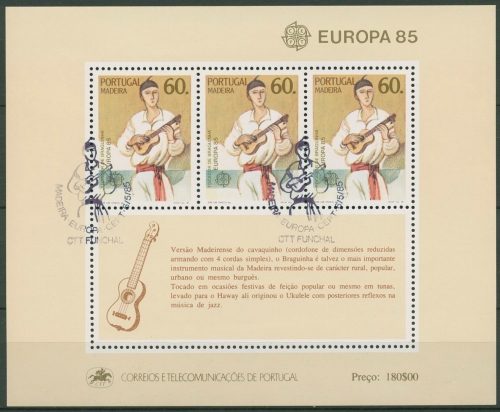 Portugal - Madeira 1985 Europa CEPT Jahr der Musik Block 6 gestempelt (C90978)