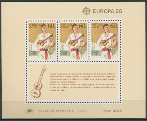 Portugal - Madeira 1985 Europa CEPT Jahr der Musik Block 6 postfrisch (C90979)