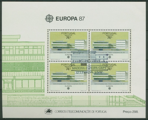 Portugal - Madeira 1987 Europa CEPT Architektur Block 8 gestempelt (C90983)