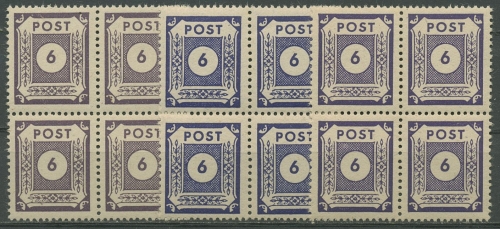 SBZ Ost-Sachsen 1945 Ziffernserie 58 a, b und c jeweils 4er-Block postfrisch