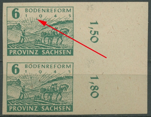 SBZ Provinz Sachsen 1945 Bodenreform mit Plattenfehler 85 wa VI postfrisch
