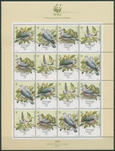 Portugal - Madeira 1991 WWF Tauben 143/46 ZD-Bogen postfrisch (C91011)
