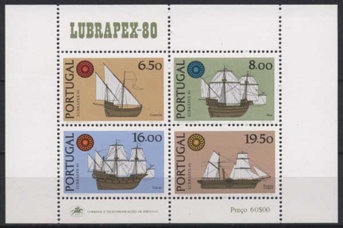Portugal 1980 LUBRAPEX´80 Lissabon Schiffe Block 31 postfrisch (C91028)